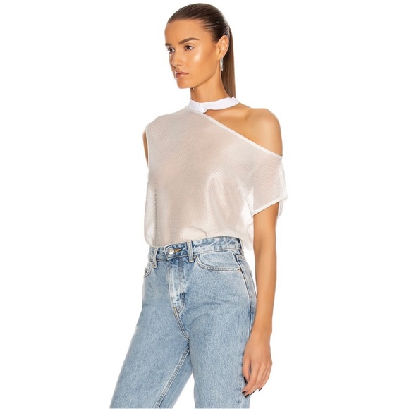 NEW RTA REVOLVE WHITE SHEER MESH T-SHIRT - Picture 5 of 10